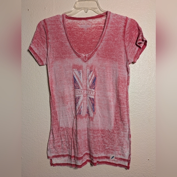 Unwind Women's Red V-Neck Top Size Large Pre-owned - Picture 1 of 7